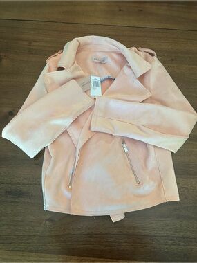 Philosophy Light Pink Faux-Suede Moto Jacket